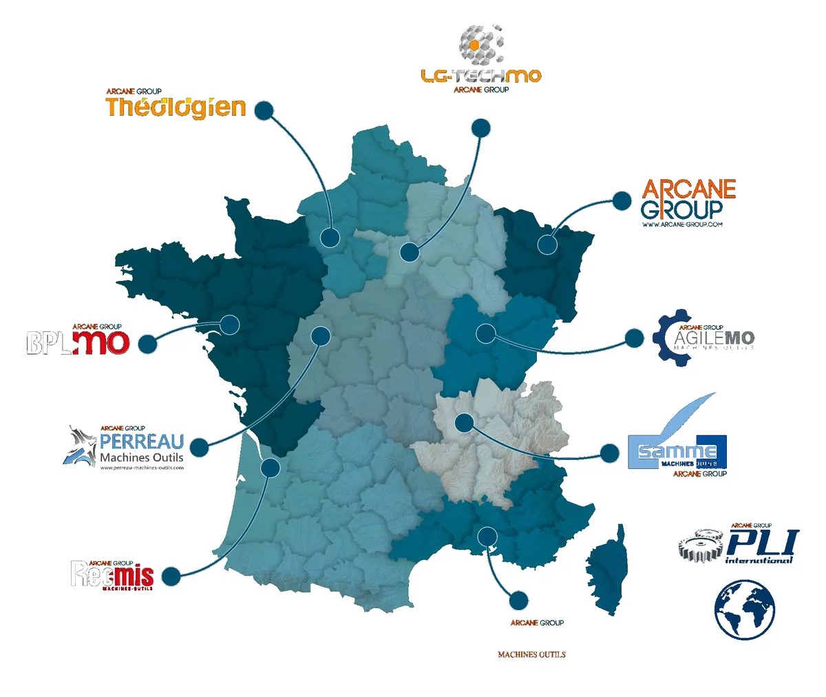Carte des partenaires ARCANE Group en France